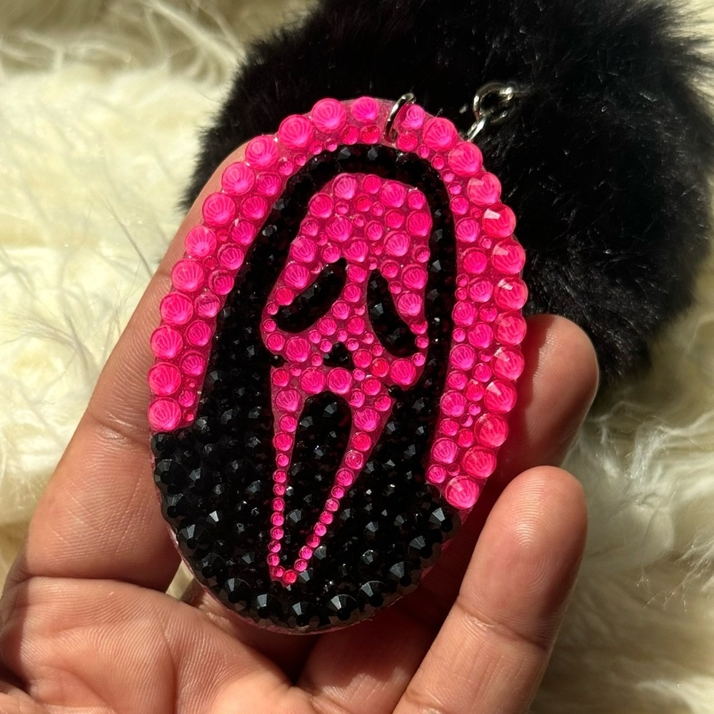Ghost face blinged keychain